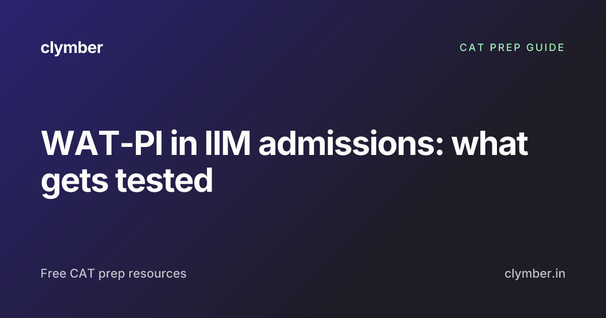 WAT-PI in IIM admissions: what gets tested | Clymber