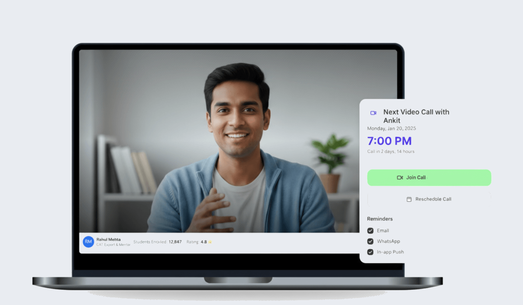 Mentor Space — weekly 1-on-1 video calls with IIM-alumni mentors